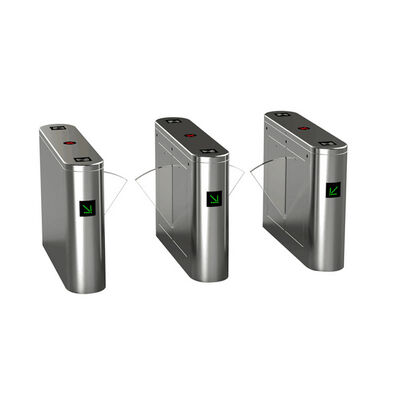 मेट्रो और स्टेडियम एक्सेस कंट्रोल के लिए फिंगरप्रिंट स्कैनर और अलार्म फोटोसेल के साथ स्टेनलेस स्टील फ्लैप बैरियर गेट