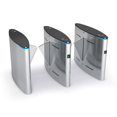 आरएफआईडी फिंगरप्रिंट फेस वेरिफिकेशन और 30 लोग/मिनट यातायात गति के साथ SS304 सामग्री फ्लैप बैरियर गेट
