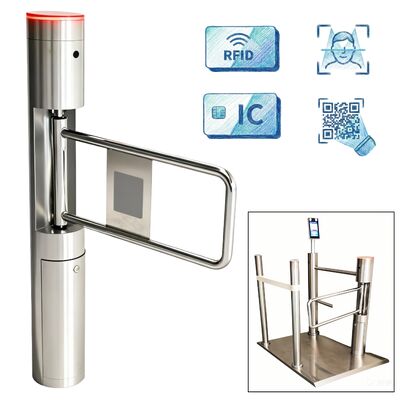 SS304 फ्रेम ब्रशलेस मोटर स्विंग बैरियर गेट चेहरे की पहचान और तापमान माप के साथ